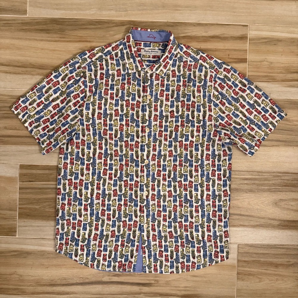 Tommy‎ Bahama Coconut Point Tini Tiki Camp Shirt Mens Medium SS Button Up M